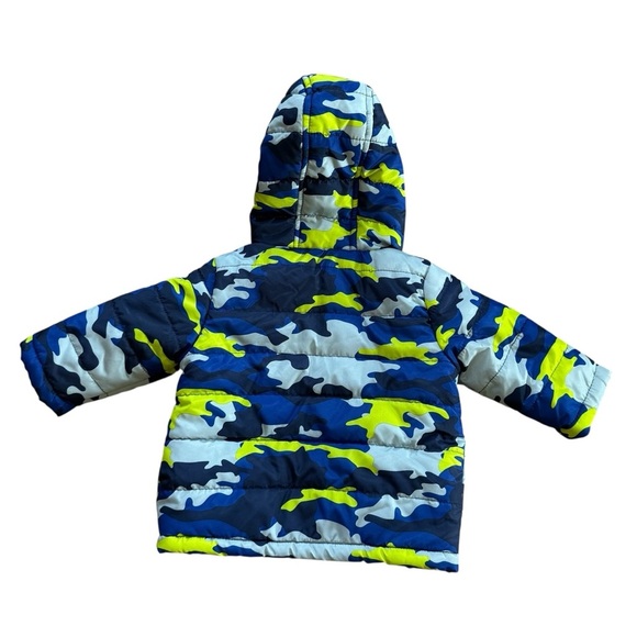 Gymboree Blue Camo Puffer Jacket Coat Hooded Full zip Baby Boy 6-12M - Picture 4 of 6